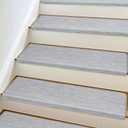 SMILOOL Bullnose Carpet Stair Treads Non Slip for Wooden Steps Indoor, 9.5" x 35" 4 Pieces, Extra Wide Bull Nose Carpet Runners for Wood Stairs, Step Covers, Stair Tread Rugs, Washable, Light Grey
