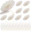 33 Inch White Paper Umbrellas 60 Pack Paper Decorative Chinese Japanese Parasol Umbrella DIY Oiled Painting Umbrellas Crafts for Wedding Bridal Party Decor