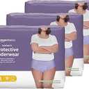 Amazon Basics Incontinence Underwear for Women, Protective, Disposable, Postpartum, Maximum Absorbency, Large, Lavender, 54 Count (3 Packs of 18)