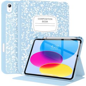 Supveco Case for iPad (A16) 11th Generation 11 inch (2025),iPad 10th Generation 10.9 inch (2022) with Pencil Holder-[Auto Wake/Sleep],Premium Folio Stand Case with Soft TPU Back Cover-Ice Blue