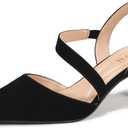 IDIFU IN2 Black Women's Closed Toe Heels Pointed Toe Kitten Low Pumps Slingback Strappy Dress Shoes for Women Work Office Party Prom Dressy Comfortable Formal Short Pumps Shoes(Black Nubuck, 11)