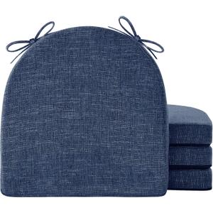 IPYNBAP Chair Cushions for Dining Chairs, Kitchen Chair Cushions, 16'' x 16'' x 2'', Non Slip Indoor Seat Cushions, Chair Pads for Dining Chairs with Ties & Removable Cover, Set of 4, Navy
