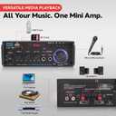 Pyle 200W Stereo Power Amplifier with Bluetooth - Dual Channel Audio Receiver - LED Display - RCA - USB - SD - MIC IN - FM Radio - AUX Input - Perfect for Home & Computer Audio - PDA29BU.5
