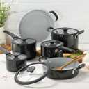 Tramontina Ceramic Non Stick 11-Piece Nesting Pots and Pans Set with Lids - Stackable Nonstick Cookware Set, Dishwasher and Oven Safe, Dark Gray, 11 PC Set