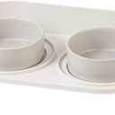 Elevated Ceramic Cat Bowl Set - Raised Double Dishes for Food & Water - Non-Slip Stand & Splash Proof - for Cats & Puppies - 2 x 480 ML - 16.23 OZ (Puppy/Small Dogs & Cat Bowls, Grey)