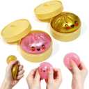 2 Pcs 2.2" Mini Glitter Dumpling Squishy, Dumpling Squishy Mystery Box, Colorful Dumplings Stress Balls Fidget Sensory Toys, Stress Relief Squeeze Fidget Toy for Kids Adults