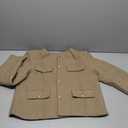 Women's Gold Button Jacket O Neck Long Sleeve Jacket Casual Office Solid Color Chic Top, Size XL, Light Brown