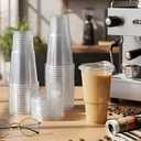 FoldTier 50 Pack 32 oz Clear Plastic Cups with Strawless Sip Lids, Oversized Iced Coffee Cups with Lids for Coffee, Tea, Milkshake, Smoothie, Cold Drinks, Party and Wedding, Event