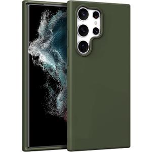 Meifei case for Galaxy S22 Ultra (SM-S908U / SM-S908U1), Liquid Silicone Case Dual Layer Hard PC Soft Silicone Rubber Bumper Slim Fit Protective Phone cover for Samsung S22 Ultra 6.8" 2022, Dark Green