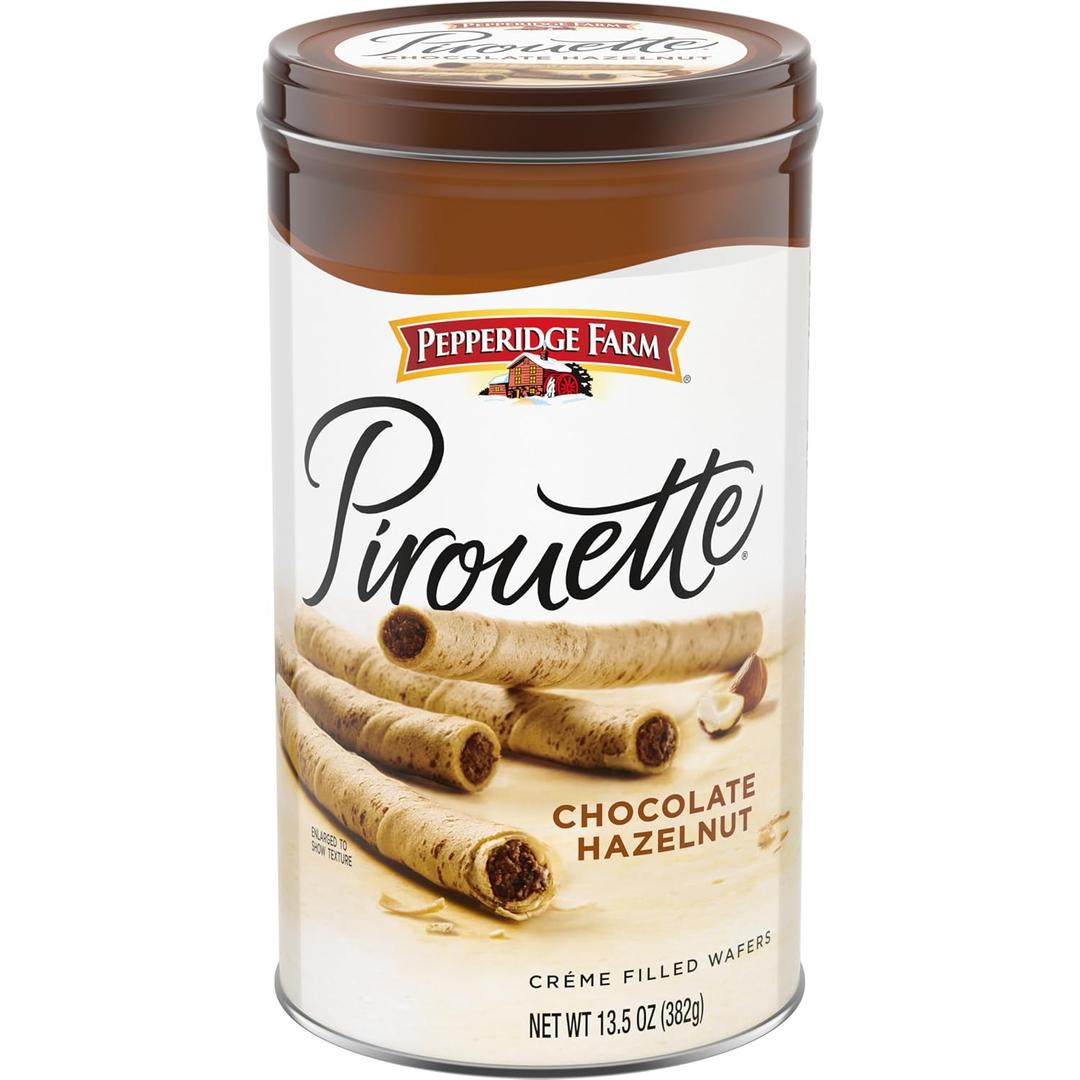 3 x Pepperidge Farm Pirouette Cookies, Chocolate Hazelnut Créme Filled Wafers, 13.5 Oz Tin (EXP 11/20/26)