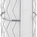 Decorative Metal Standing Toilet Tissue Holder for Bathroom/Powder Room, Compact Tissue Reserve for 3 Jumbo Rolls of Extra Toilet Paper Chrome