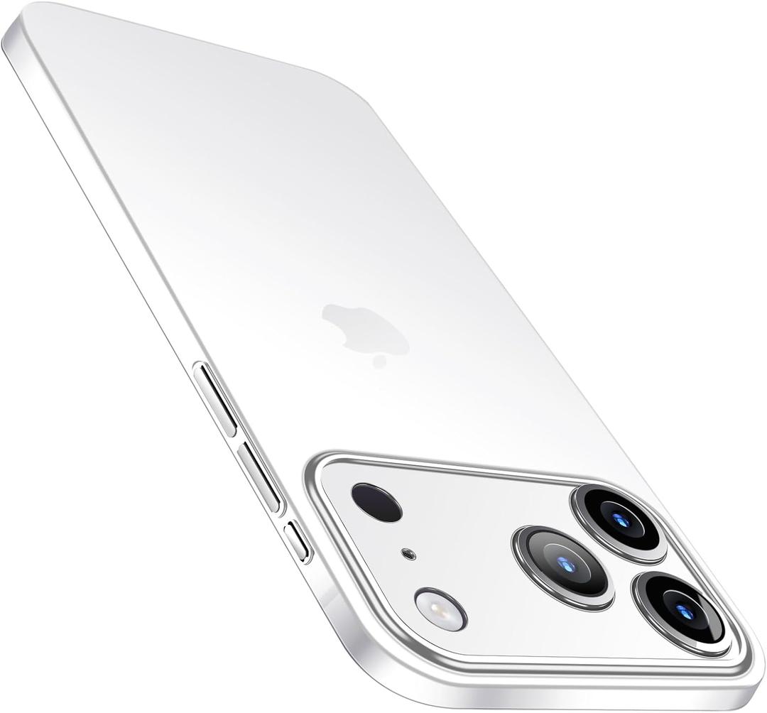 For iPhone 17 Pro Slim Case,Paper-Thin Transparent Finish Skin Back Case [Non Yellowing] Ultra Protective Cover with Camera Protection 6.3 Inch (Frosted White)