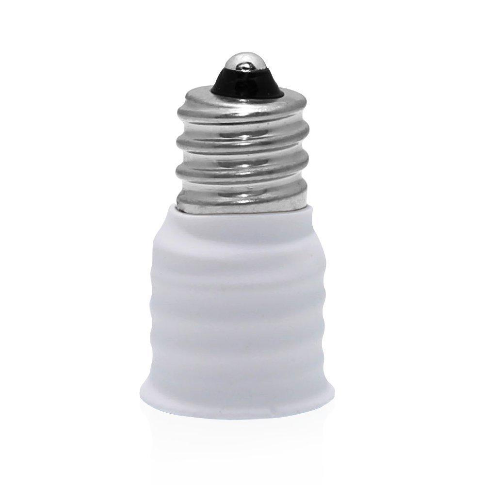 (2pcs) E12 to E14 Adapter Converter, Candelabra Screw (E12) to Small Edison European Screw (E14) Socket Reducer (White)