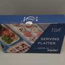 DELLING Large Serving Platter Set of 3, 16/14/12 Inch Porcelain Serving Trays for Party - White Ceramic Rectangular Platters for Entertaining, Appetizer Fruit Tray for Easter Bridal Shower Dinner