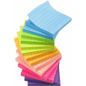 Early Buy Lined Sticky Notes 3x3 in,7 Bright Colors,14 Pads, 1120 Sheets