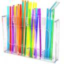 BOLEISE Straw Holder for Cabinet Door & Wall – Acrylic Straw Organizer Storage Box for Reusable Straws, Coffee Sticks, Space Saving Kitchen Organizer