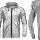 REEDBEEK Anti-Rip Sauna Suit Weight Loss Sweat Suit MMA Training Gym Jacket Pants Workout Suits for Men and Women (Large, Silver)