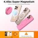 Magnetic Phone Ring Grip Holder, Silicone Finger Loop Grip, Compatible with MasSafe, Back of Phone for iPhone Pro Max/Plus/16/15/15/14/13/12 Series, Tender Pink