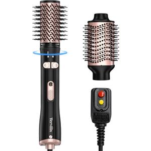 Terviiix 2-in-1 Hot Air Brush Set | 2'' Rotating Blow Dryer Brush for Smooth, Frizz-Free Salon Blowout | 3'' Oval Hair Dryer Brush Volumizer (Non-Rotating), Easy to Clean Detachable Design, 1000W
