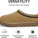 ATHMILE Mens Slippers Tasman House Slippers for Men Short Ankle Mini Suede Boots for Outdoor Indoor Non Slip Thin Sole Warm Fur Lined Chestnut Size11 (Beige)