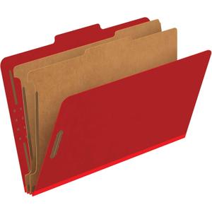 Pendaflex Classification Folders, Standard, 2 Dividers, Embedded Fasteners, 2/5 Cut Tab, Bright Red, Legal Size, 10/BX (29031P)