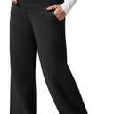 G4Free Flurrylux Fleece Lined Maternity Wide Leg Pants Cotton Over The Belly Pregnancy Sweatpants (Medium Tall, Black)