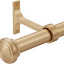 Heavy Adjustable Curtain Rod, 1 inch, 144-164 inch, Round Cap, Ceiling Mount, Premium Aluminum Brackets, Outdoor, Warm Gold