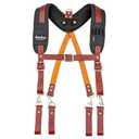 Heavy Duty Leather Tool Belt Suspenders – Adjustable Padded Straps, Quick-Release Clips, 4 Belt Loops – Perfect for Carpenters, Electricians, Framers & Construction Workers, Maroon, Large, Maroon,