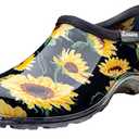 Sloggers Original Waterproof Rain and Garden Shoe for Women– Outdoor Slip-On Garden Clog - Made in The USA with Premium Comfort Insole and Arch Support - Sunflower Print Black, Size 7