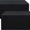 Smiry 2 Packs Fitted Black Tablecloths, 6 Foot Rectangle Polyester Fabric Table Cloths, Washable Table Cover for Trade Show, Craft Show, Parties, Birthday, Wedding, 30"x72", Black, 2