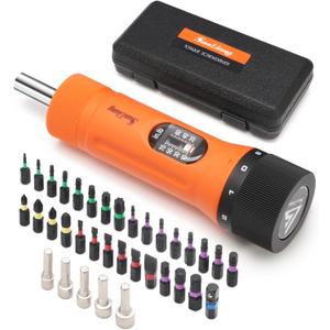 36Pcs Torque Screwdriver Wrench Driver Set 10-70 Inch Pounds lbs with 29 S2 Bits5 Drive Sockets 1/4" Socket Adapter for Maintenance,Tools, Bike Repairing and Mounting 