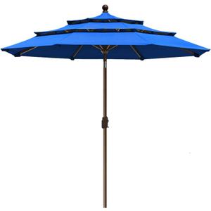 EliteShade USA 10-Year-Non-Fading 9Ft 3 Tiers Market Umbrella Patio Umbrella Outdoor Table Umbrella with Ventilation, Royal Blue
