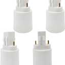 E-Simpo 4pcs Gx23 to E26/E27 Lamp Base Holder Socket Adapter, Refinded Gx23 to E26/e27 Bulb Base Converter CFL PL-S PL-C Bulb Holder Conversion Double Tab.2P in Parallel (4-Pack)