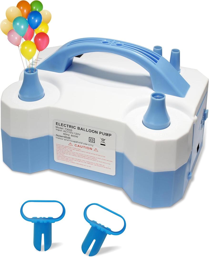 Balloon Pump Electric, Portable Automatic Dual Nozzle Inflator 110V 600W/Blower for Party Decoration,Home