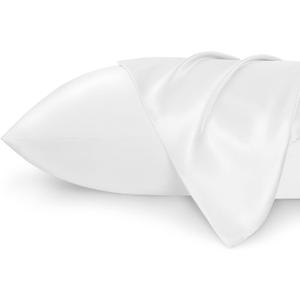Bedsure Satin Pillowcases, Similar to Silk Pillow Cases Queen Size Set of 2, Pure White Pillow Case for Sleeping Women with Envelope Closure, Gifts for Women Men, 20x30 Inches (Queen (20" x 30"), 02 - Pure White)