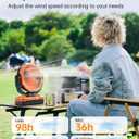 3-in-1 Camping Fan - 36000mAh Detachable Portable Fan Rechargeable with Light & Hook, Battery Powered Fans for Outdoor, Indoor, Tent, Fishing, Travel, Hurricane, Summer Gifts for Men - Orange