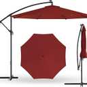 10FT Offset Patio Umbrella Hanging Cantilever Umbrella Outdoor Sun Shade with Wind Vent & Adjustment 0-45 Tilt, 8 Ribs, UV-Blocking Polyester Outdoor Umbrella for Backyard, Lawn, Garden & Pool, Red