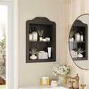 CJL 14‘’ x 18‘’ Recessed Medicine Cabinet, Solid Wood in-Wall Bathroom Cabinet, Victorian Wall Niche Shelf, 2-Tier, Black