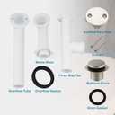 Tubular Bath Tub Drain Kit 1-1/2" with Brushed Tip-Toe Bathtub Drain Stopper, Welsan Touch-Toe Bath Plug Waste and Overflow Face Plate, PVC Plastic Pipe (Brushed Nickel)