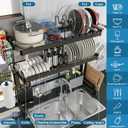 LIVOD Over The Sink Dish Drying Rack,3 Tier Adjustable Length Full Stainless Steel Large Storage Kitchen Dish Rack,for Kitchen Counter Expandable Multifunctional Organizers,Silver (25.5'' to 37.6''), 3 Tier Style A