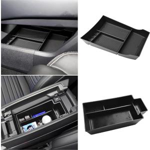 HGWEI 2PCS Center Console Organizer Compatible with Nissan Rogue 2021-2026 Interior Accessories, Rogue Lower Console Armrest Storage Box Insert Secondary Tray (Not for Rogue Sport), Black