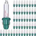Mudder 50 Pcs Replacement Mini Light Bulbs Christmas Tree 2.5 V Incandescent Glass String Light Bulbs with Base Indoor Outdoor Xmas Decoration, 0.17 Ampere, 0.425 Watt (Clear,Green)