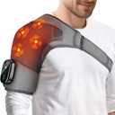 Shoulder Heating Pad with Massage, Cordless Heated Shoulder Brace Wrap Massager for Pain Relief Deep Tissue, Rotator Cuff Heating Pad, Gray