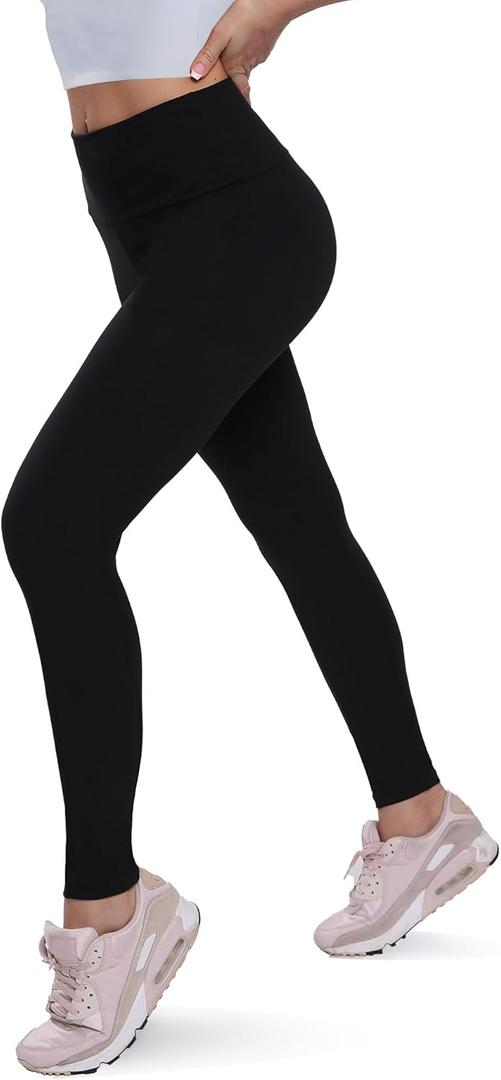 QGGQDD Fleece Lined Leggings Women - Soft Tummy Control High Waisted Winter Thermal Warm Yoga Pants for Workout Hiking (Black, L)