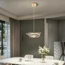 GLW High Ceiling Chandelier for Entrance 12-Lights LED Hanging Pendant Light for Foyer Enterway Staircase Villas