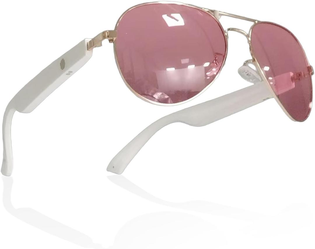 Smart Glasses for Men & Women, Bluetooth Audio Glasses with Speakers, UV400 Polarized Lens, Support Fast Charging, Touch Control & Voice Assistant, Bluetooth Sunglasses for Travel Cycing DrivingPink