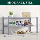 Smiry Shoe Rack, 2 Tier Bamboo Shoe Organizer, Stackable Free Standing Wooden Shoe Storage Shelf for Closet, Entryway, Front Door Entrance, Grey