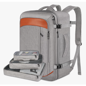 Vancropak Carry on Backpack, Extra Large 40L Airline Approved Travel Backpacks with 3 Packing Cubes for Women Men, Water Resistant Expandable Overnight Luggage Daypack Business Weekender Bag, Grey