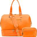 Weekender Bags for Women, Large Travel Duffel Bag with Shoes Compartment, Carry On Overnight Tote Bags with Toiletry Bag (45L, 45L-Bright Orange)