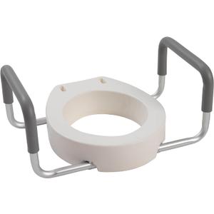 Drive Medical 12402 Premium Raised Toilet Seat with Removable Metal Arms, Standard Seat, White